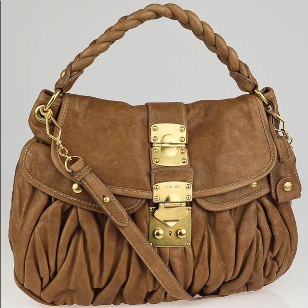 Miu Miu Matelasse Cammello Hobo Bag